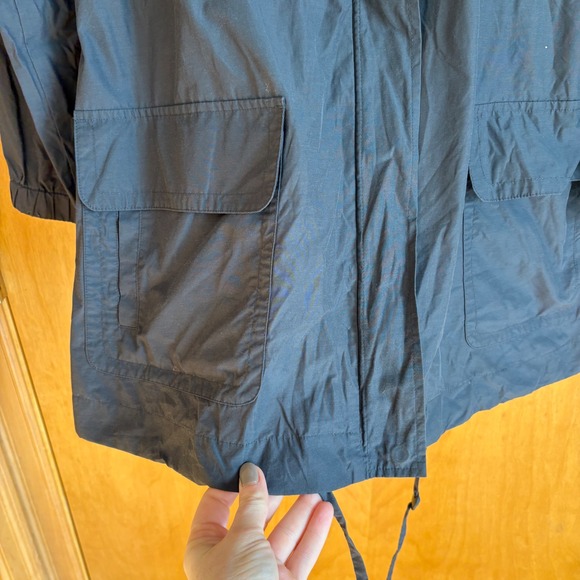 Eileen Fisher Charcoal Gray Lightweight Drawstring Hooded Anorak Jacket XS - Picture 8 of 12